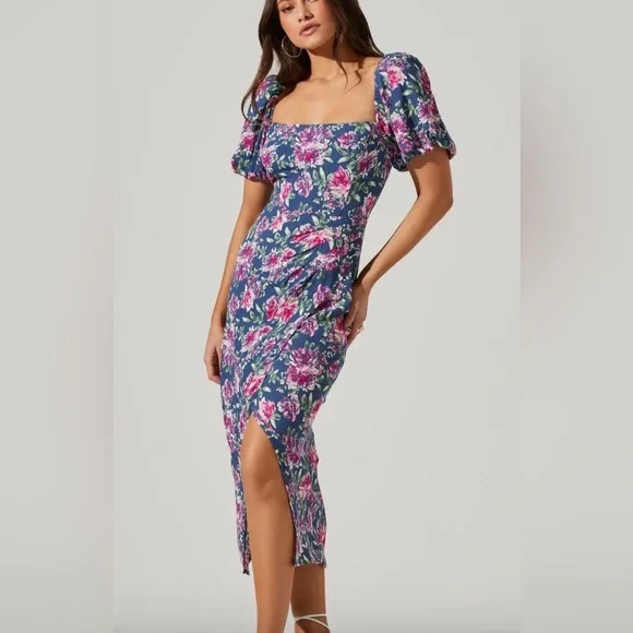 Astr | Dresses | Astr The Label Blue Floral Dress